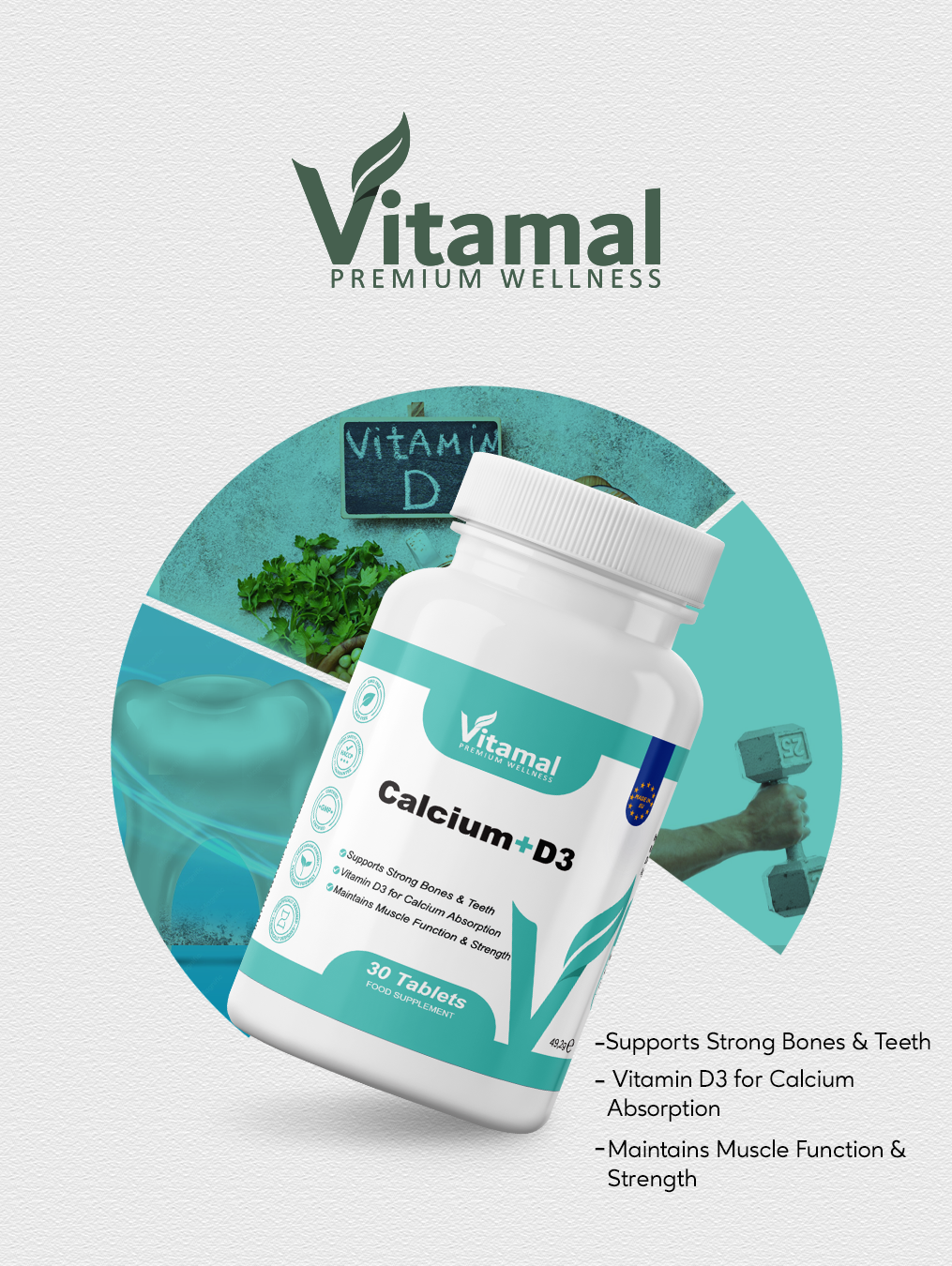 Calcium + Vitamin D3 - 30 Tablets