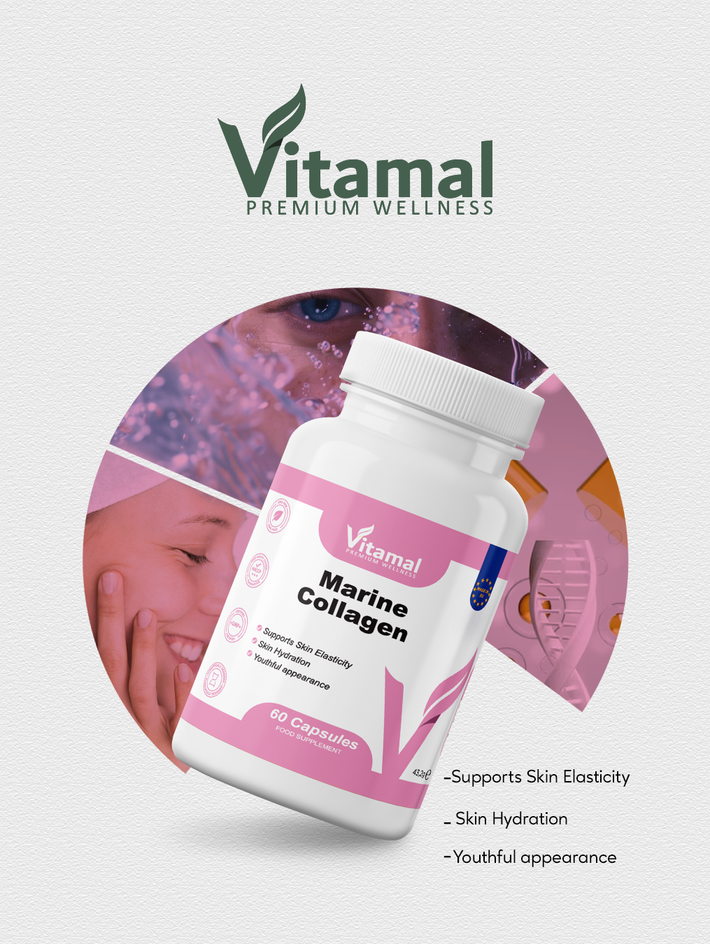 Marine Collagen + Vitamin C & B3 - 60 Capsules