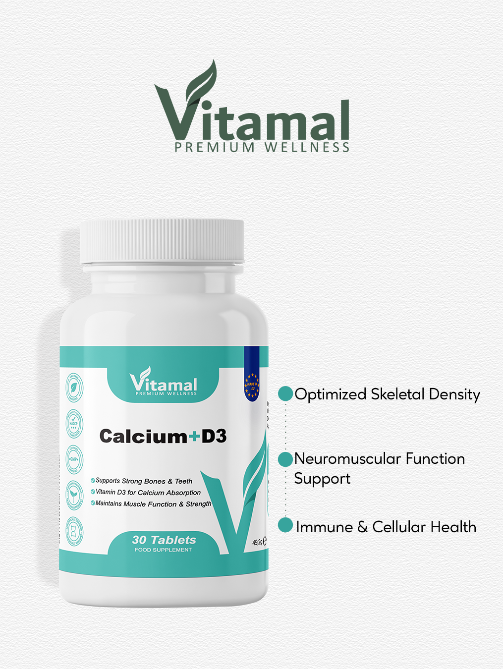 Calcium + Vitamin D3 - 30 Tablets
