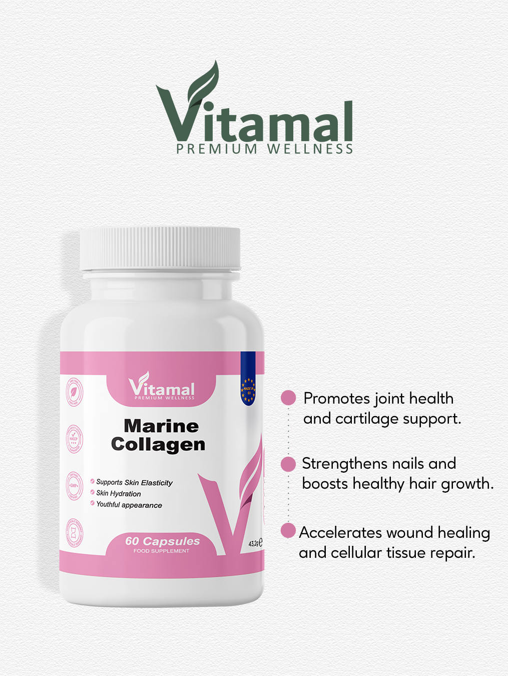 Marine Collagen + Vitamin C & B3 - 60 Capsules