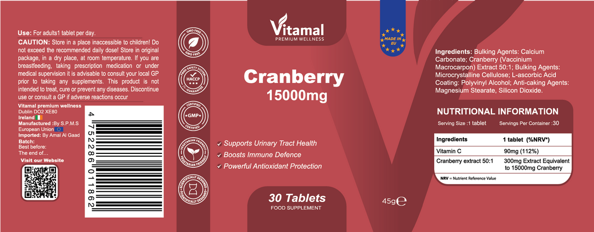 Cranberry 15000mg - 30 Tablets