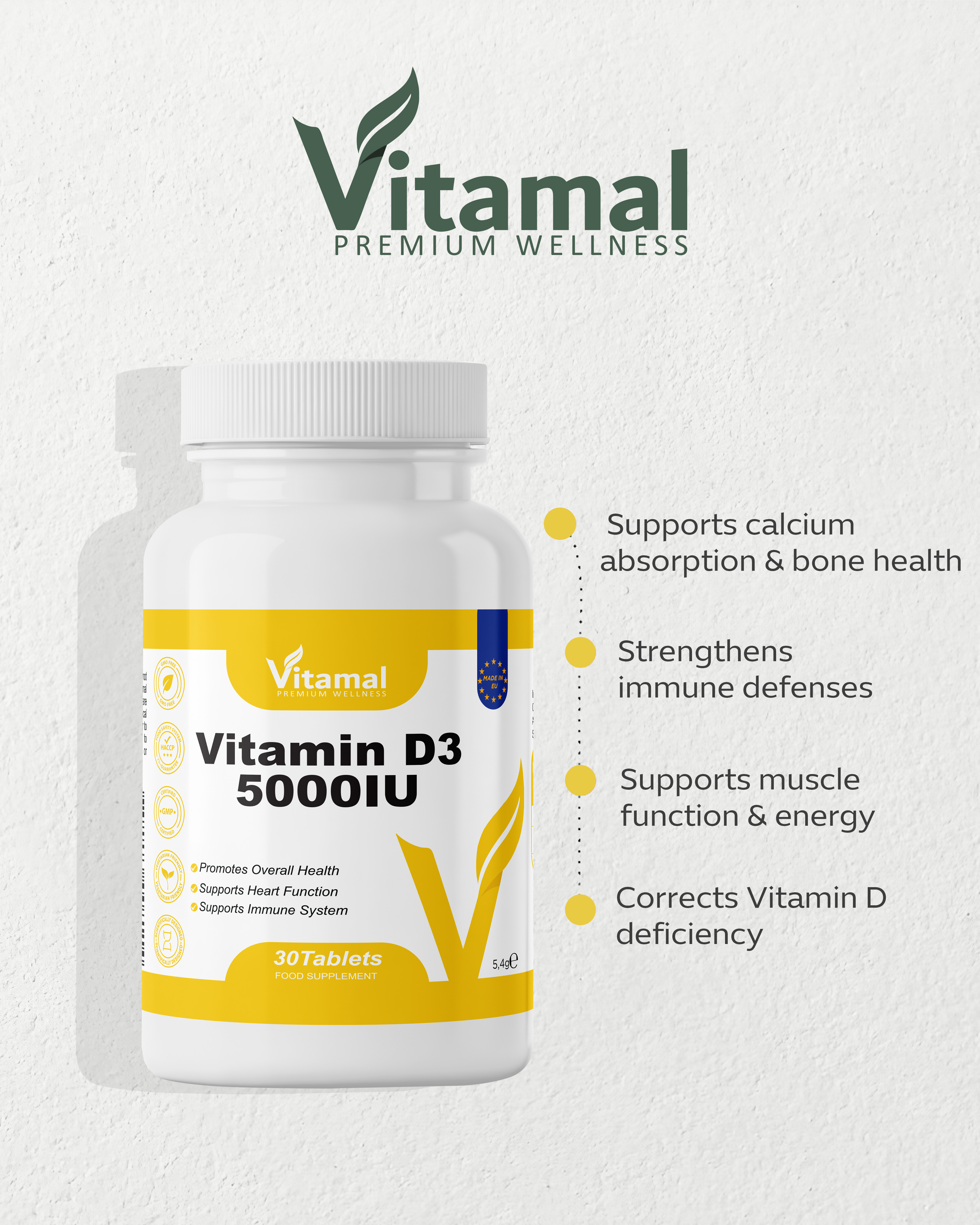 Vitamin D3 5000 IU - 30 Tablets