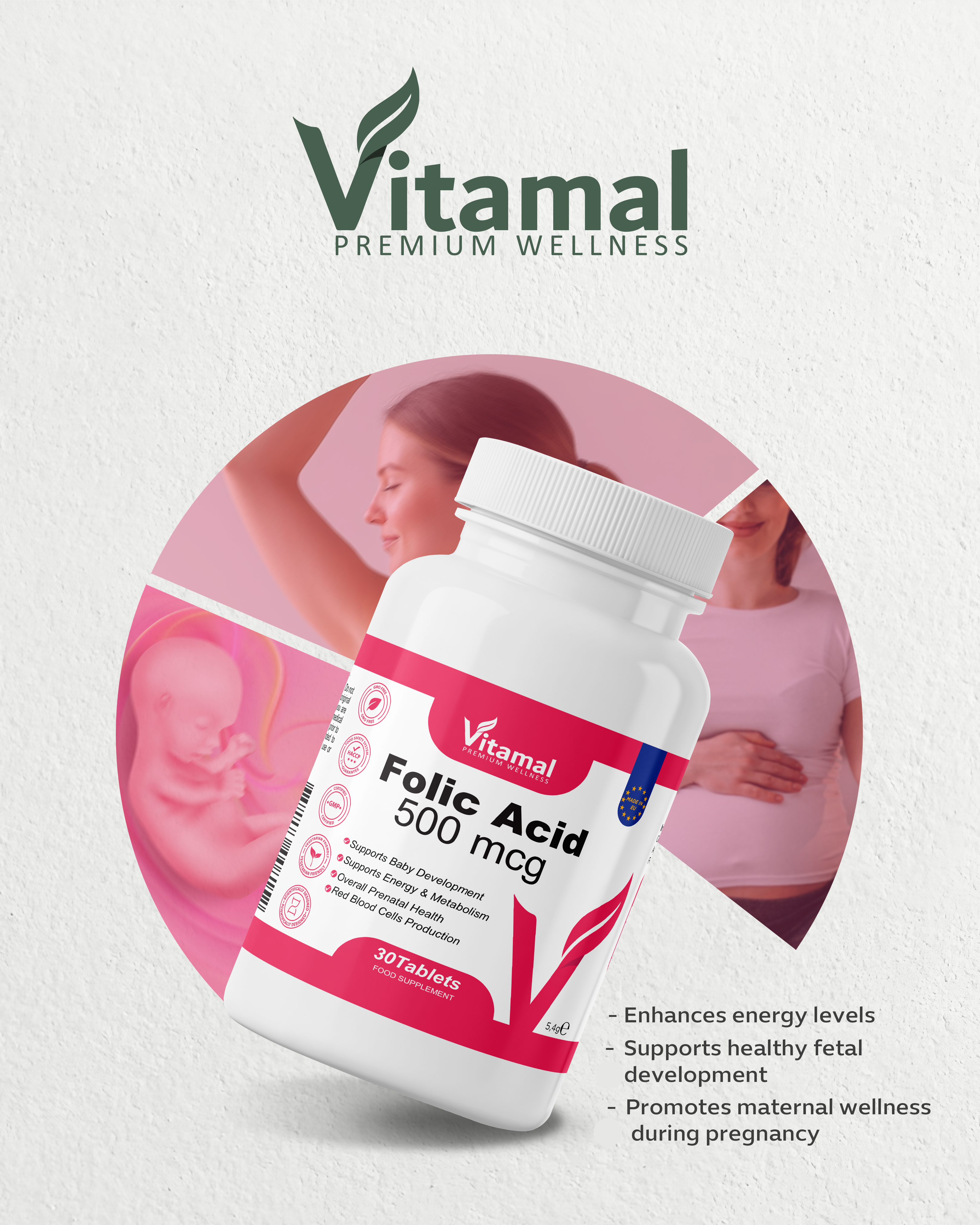 Folic Acid 500mcg - 60 Tablets