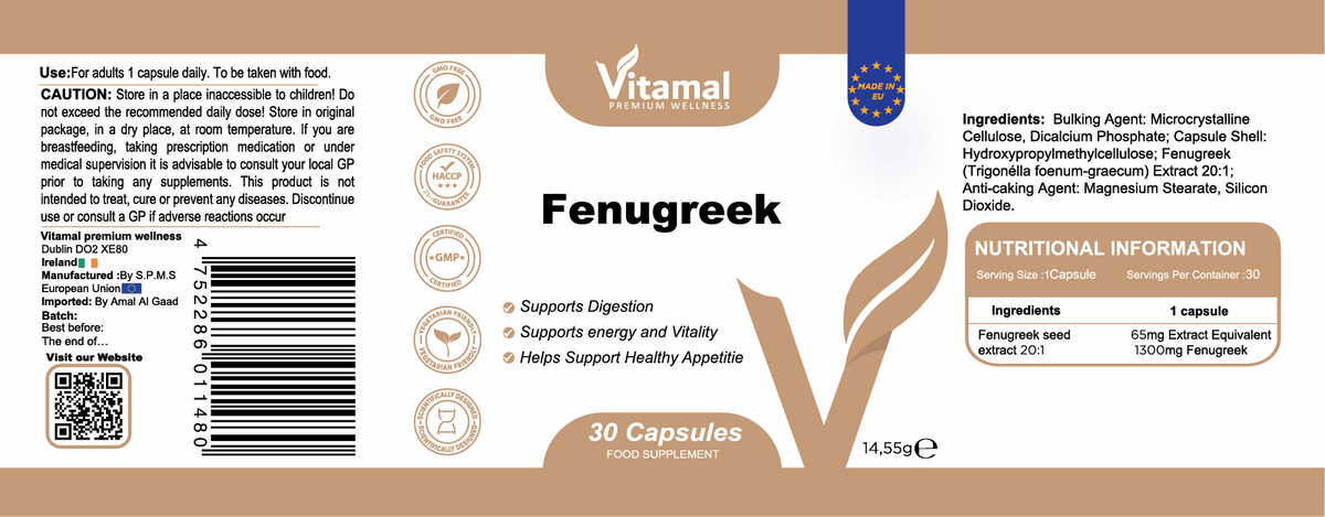 Fenugreek 1300mg - 30 Capsules