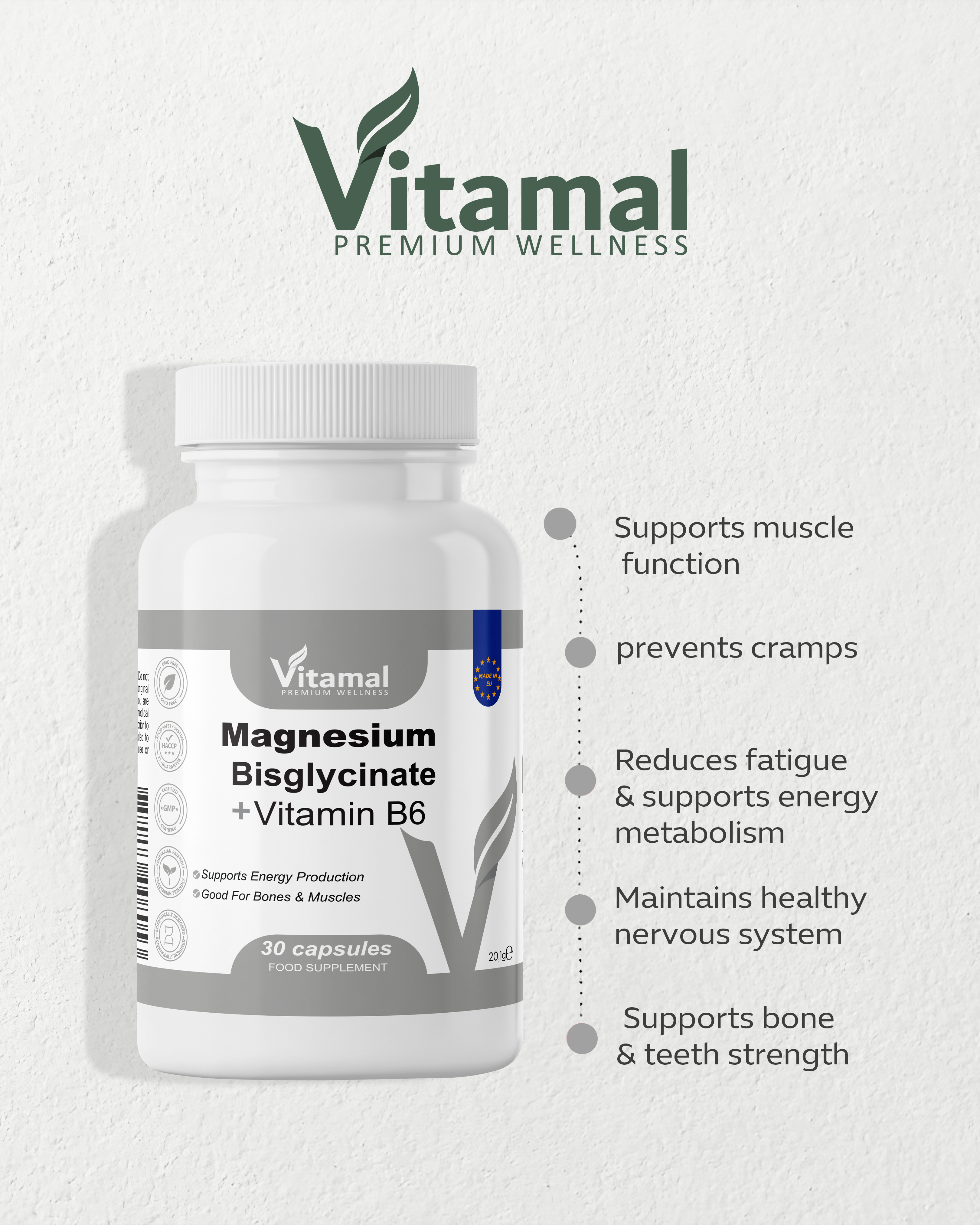 Magnesium + B6 - 30 Capsules