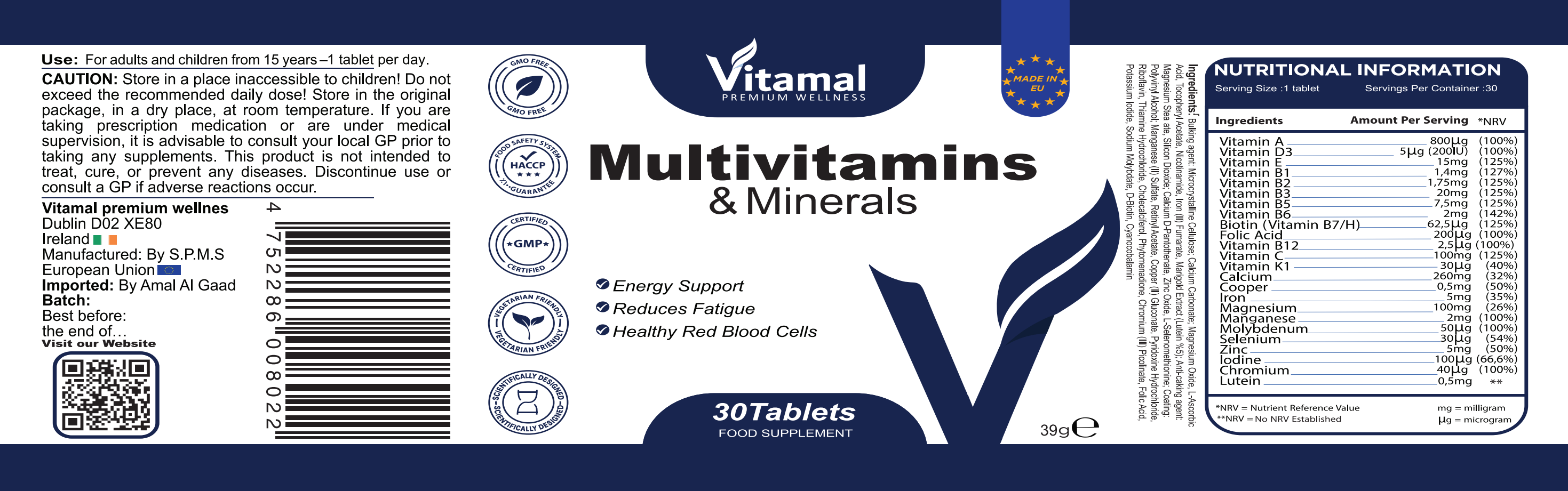 Multivitamins & Minerals - 30 Tablets