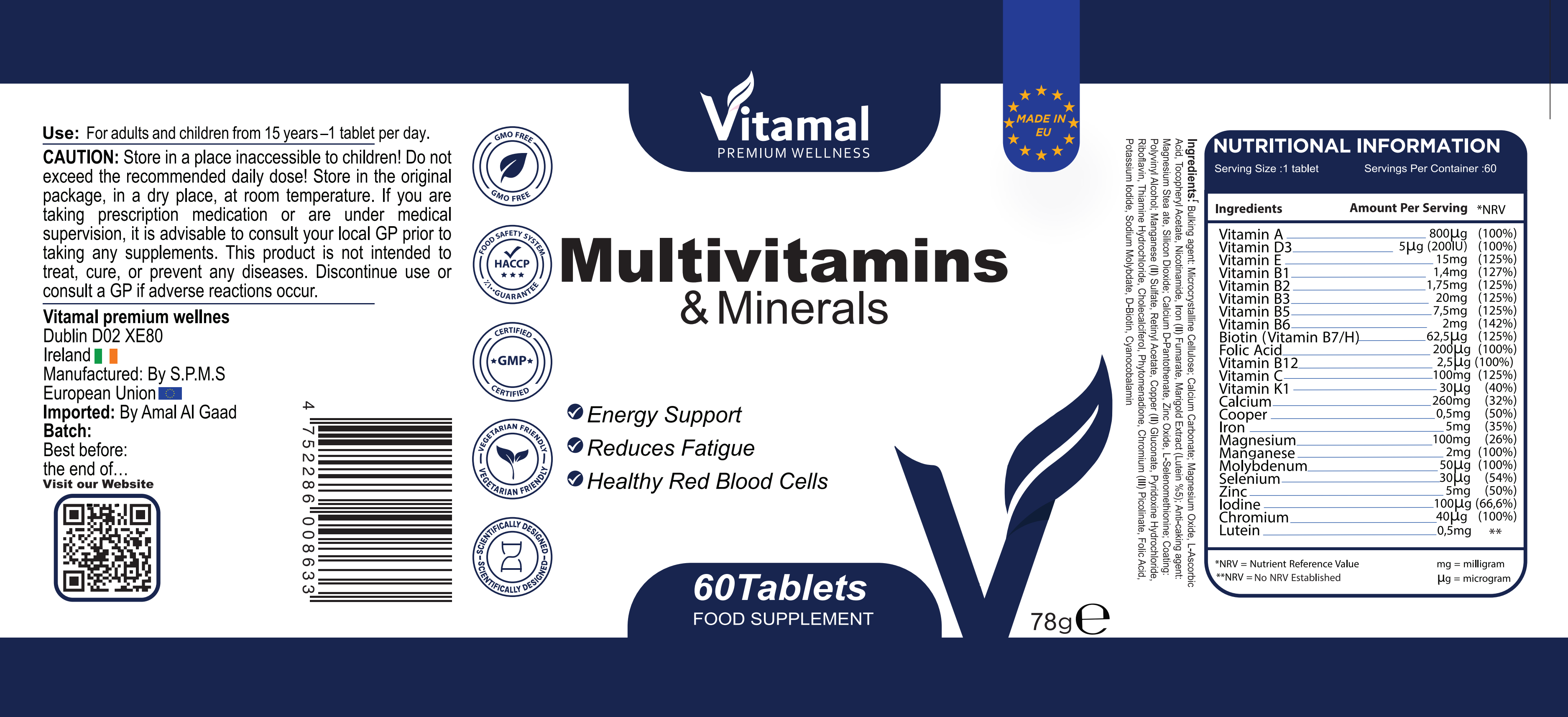Multivitamins & Minerals - 60 Tablets