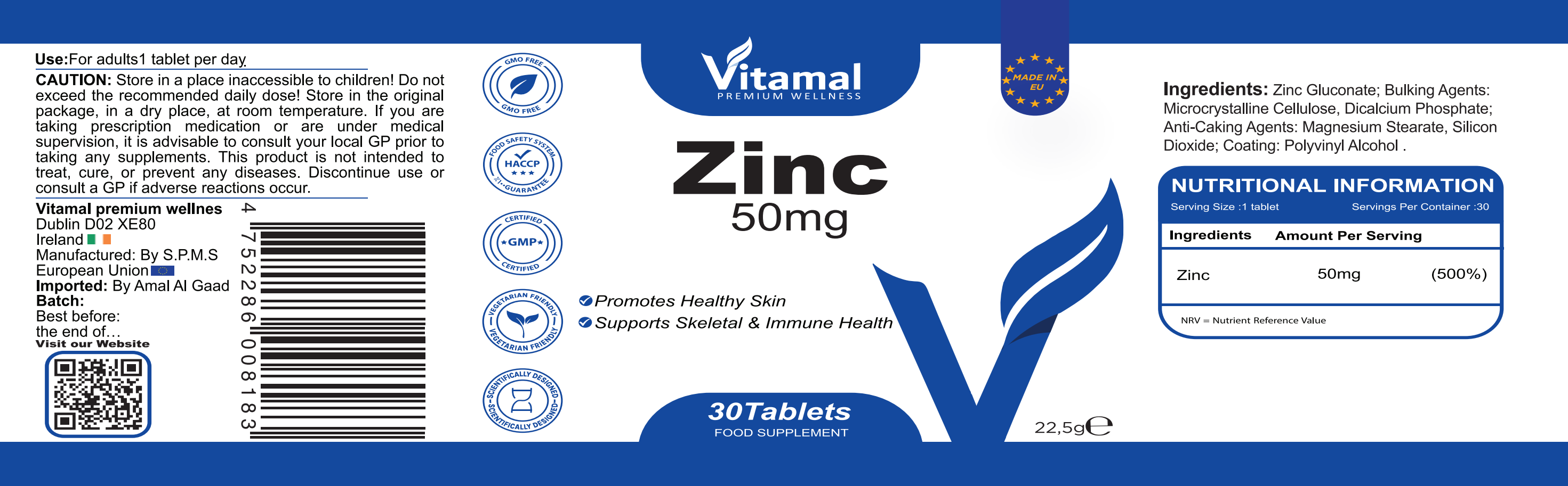 Zinc 50mg - 30 Tablets