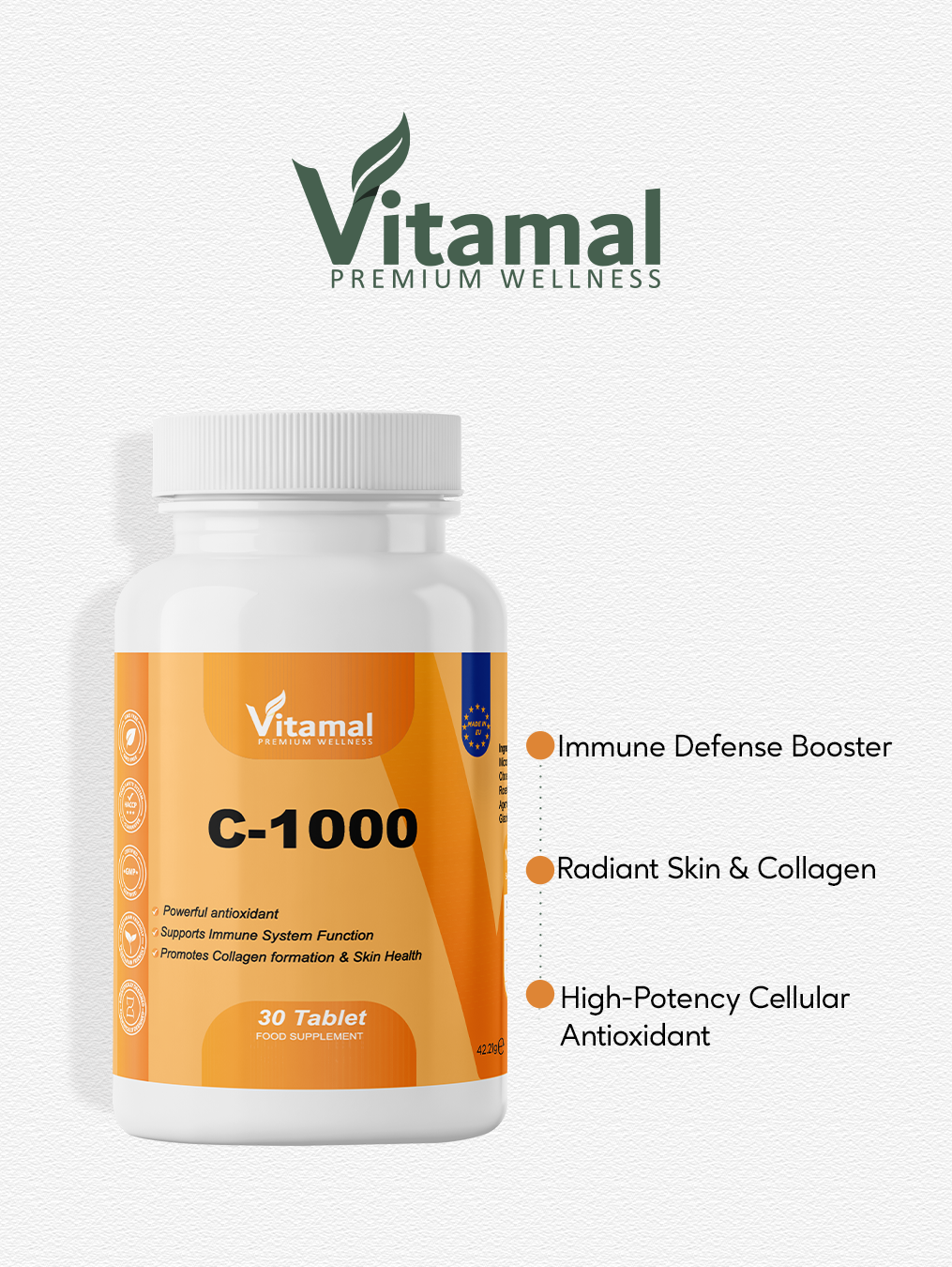 Vitamin C 1000mg + Bioflavonoids & Rosehip - 30 Tablets