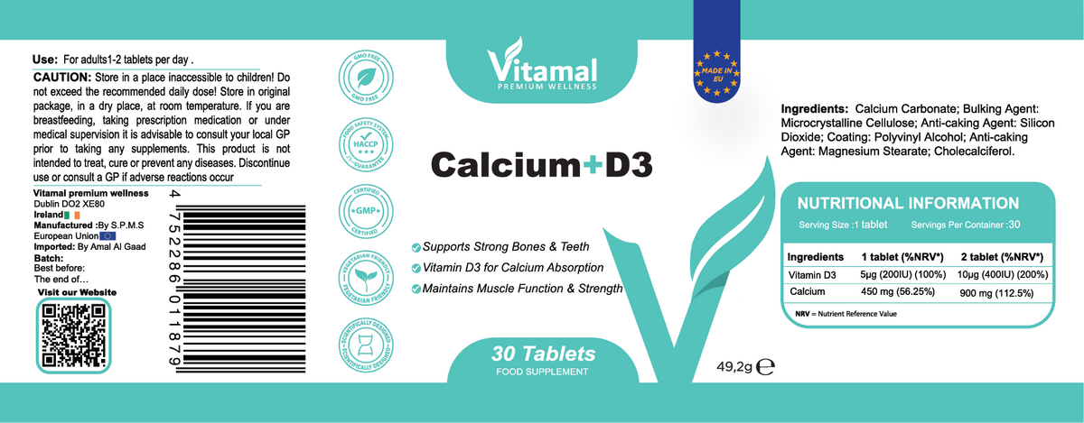 Calcium + Vitamin D3 - 30 Tablets
