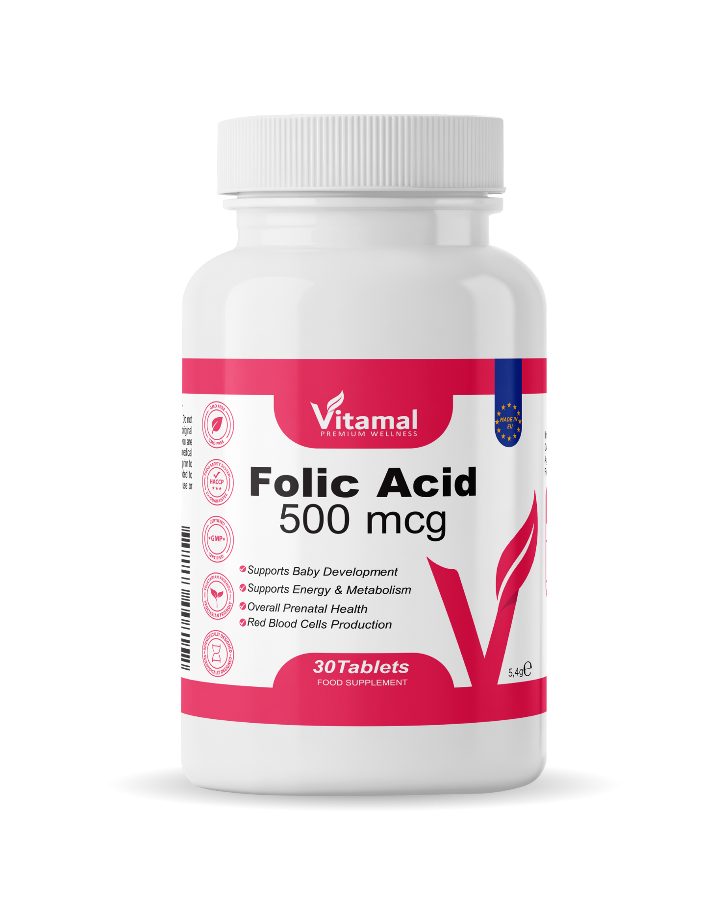 Folic Acid 500mcg - 30 Tablets