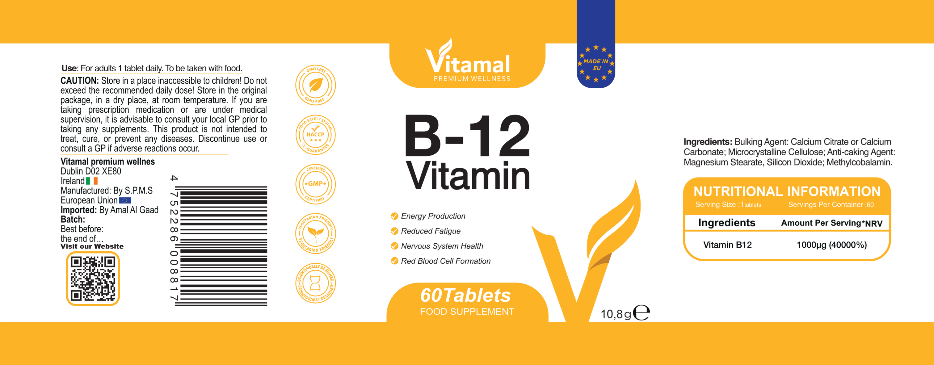 Vitamin B12 1000mcg (from Methylcobalamin)
