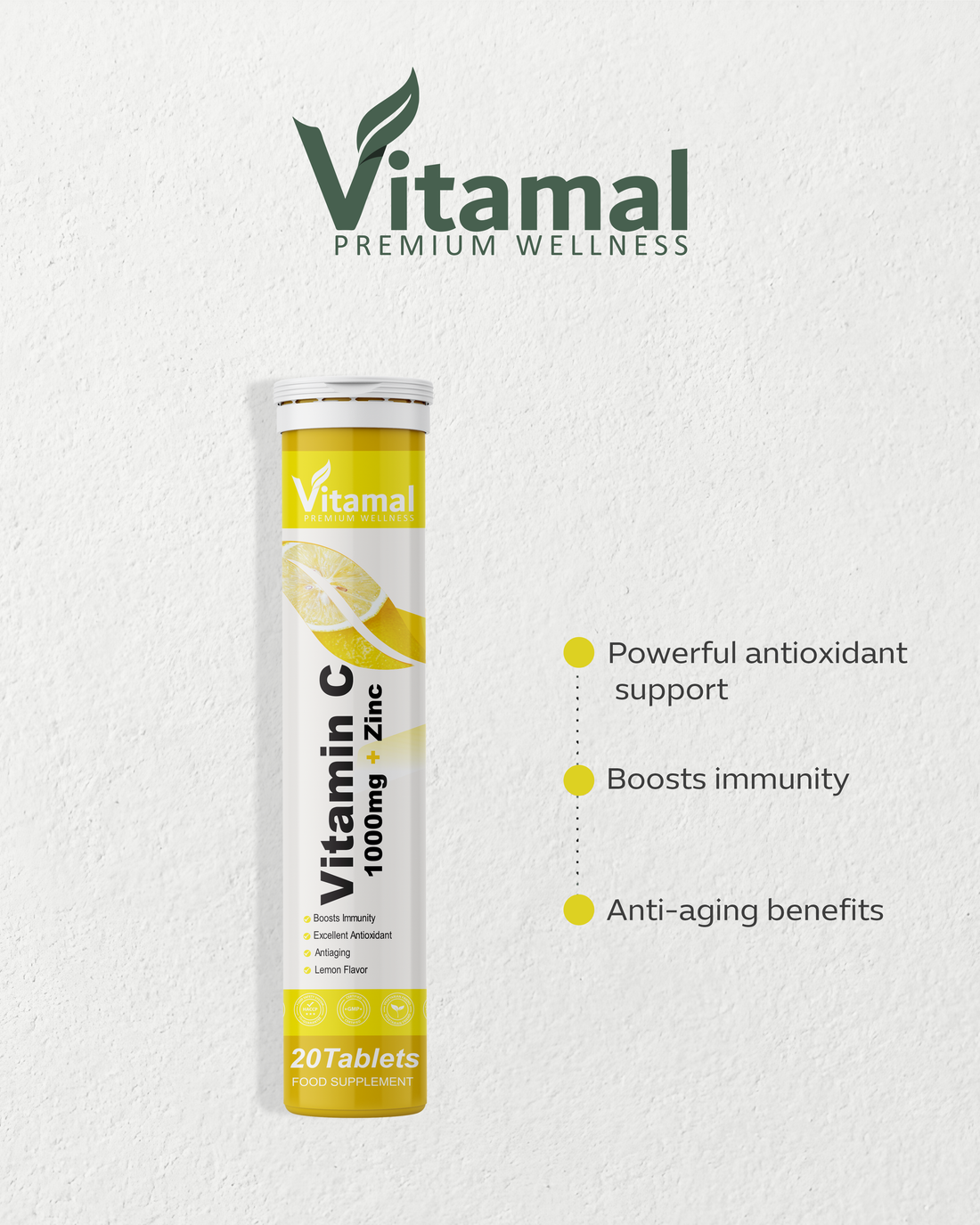 Effervescent Vitamin C 1000mg +Zinc 15mg N20 ( LEMON FLAVOR)